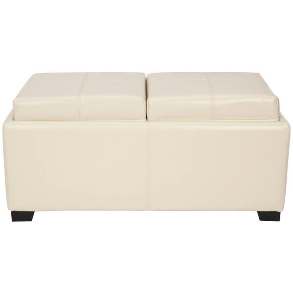 Shop Safavieh Broadway Double Tray Flat Cream Leather Storage