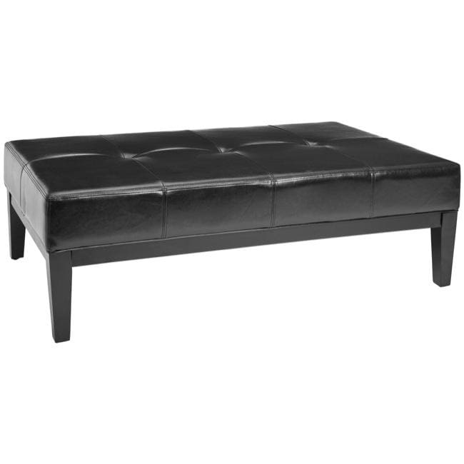 Safavieh Broadway 48 inch wide Black Leather Cocktail Ottoman