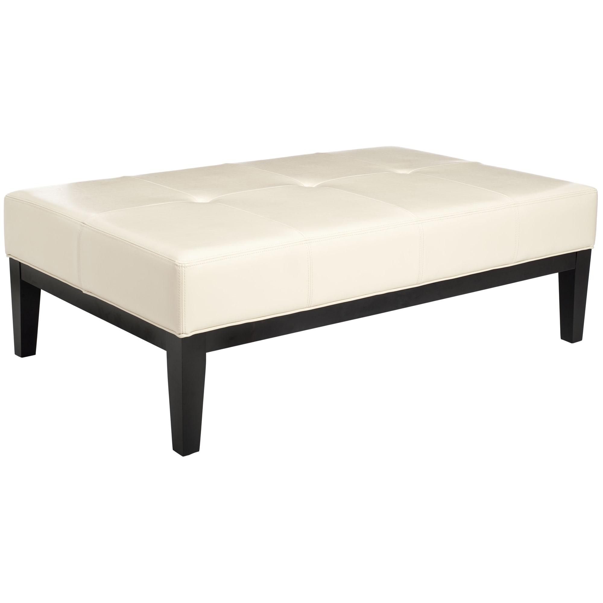 Safavieh Broadway Cream Leather Cocktail Ottoman