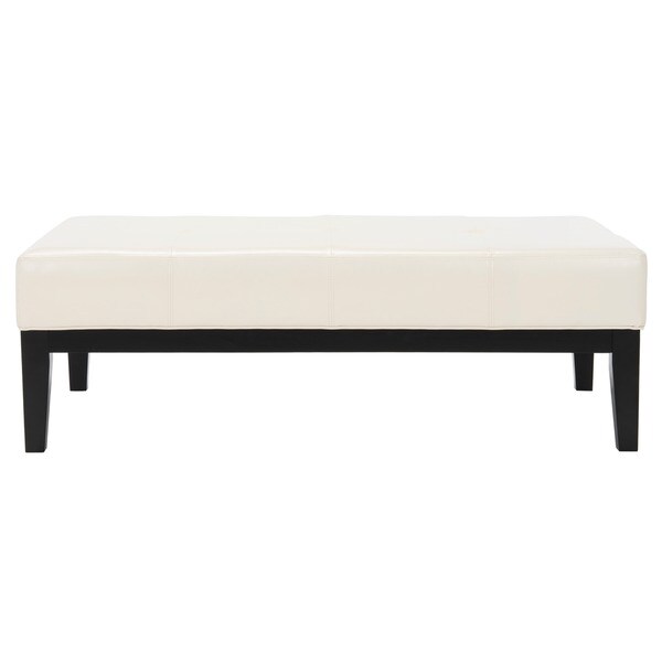 Safavieh Broadway Cream Leather Cocktail Ottoman Free Shipping Today