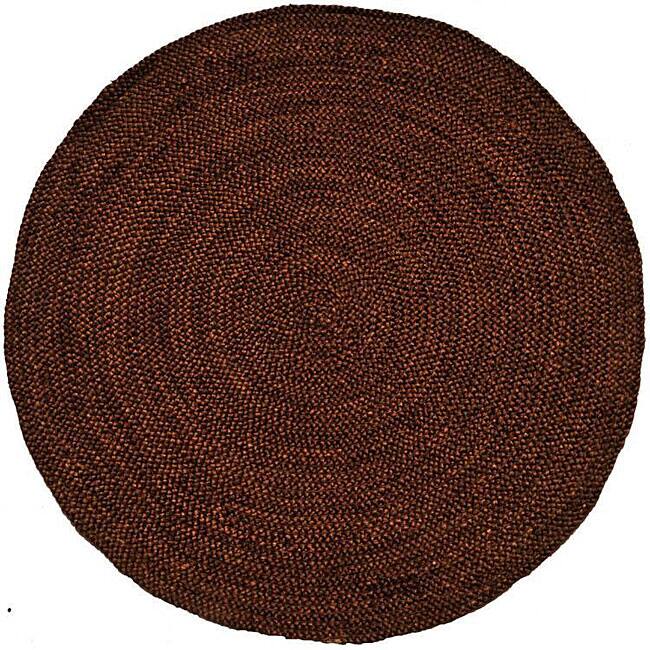Hand-woven Brown Braided Jute Rug (8' Round) - 8'