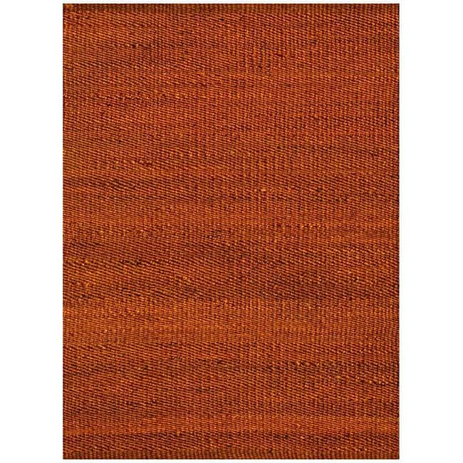 Hand-woven Rust Jute Rug (6' x 9') - 6' x 9'