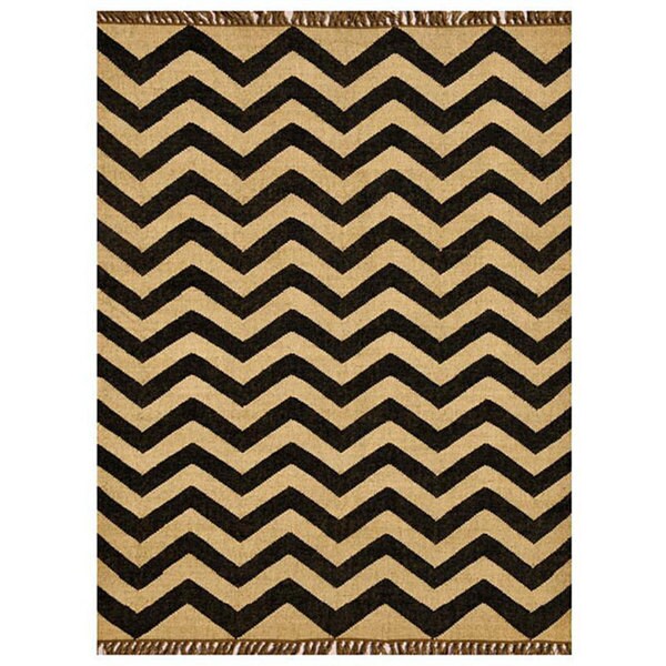 Chevron Hand-Woven Kilim Wool Geometric Rug (5' x 8') - 5' x 8'