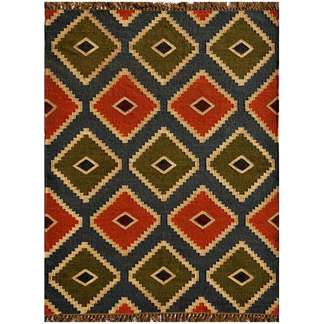 Handwoven Kilim Wool Geometric Rug (5 X 8)