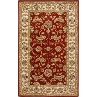 Overstockhand Tufted Kaiser Burgundy Wool Area Rug 5 X 8 5 X 8 Red Ivory Dailymail
