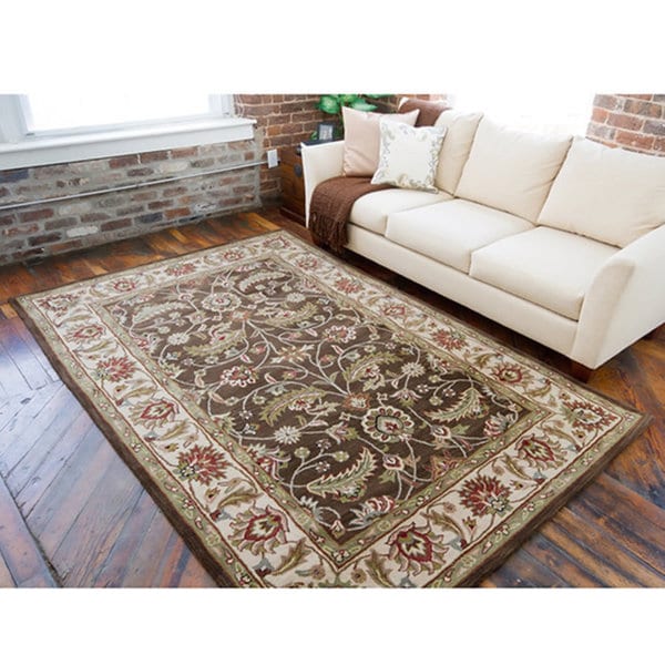 Handtufted Brute Brown Wool Area Rug (9' x 12') Free