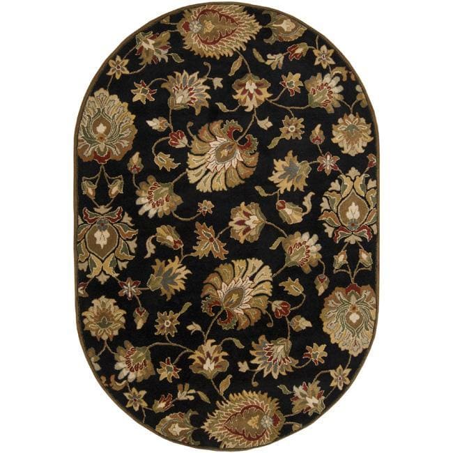 Hand tufted Caper Black Wool Rug (6 X 9 Oval)