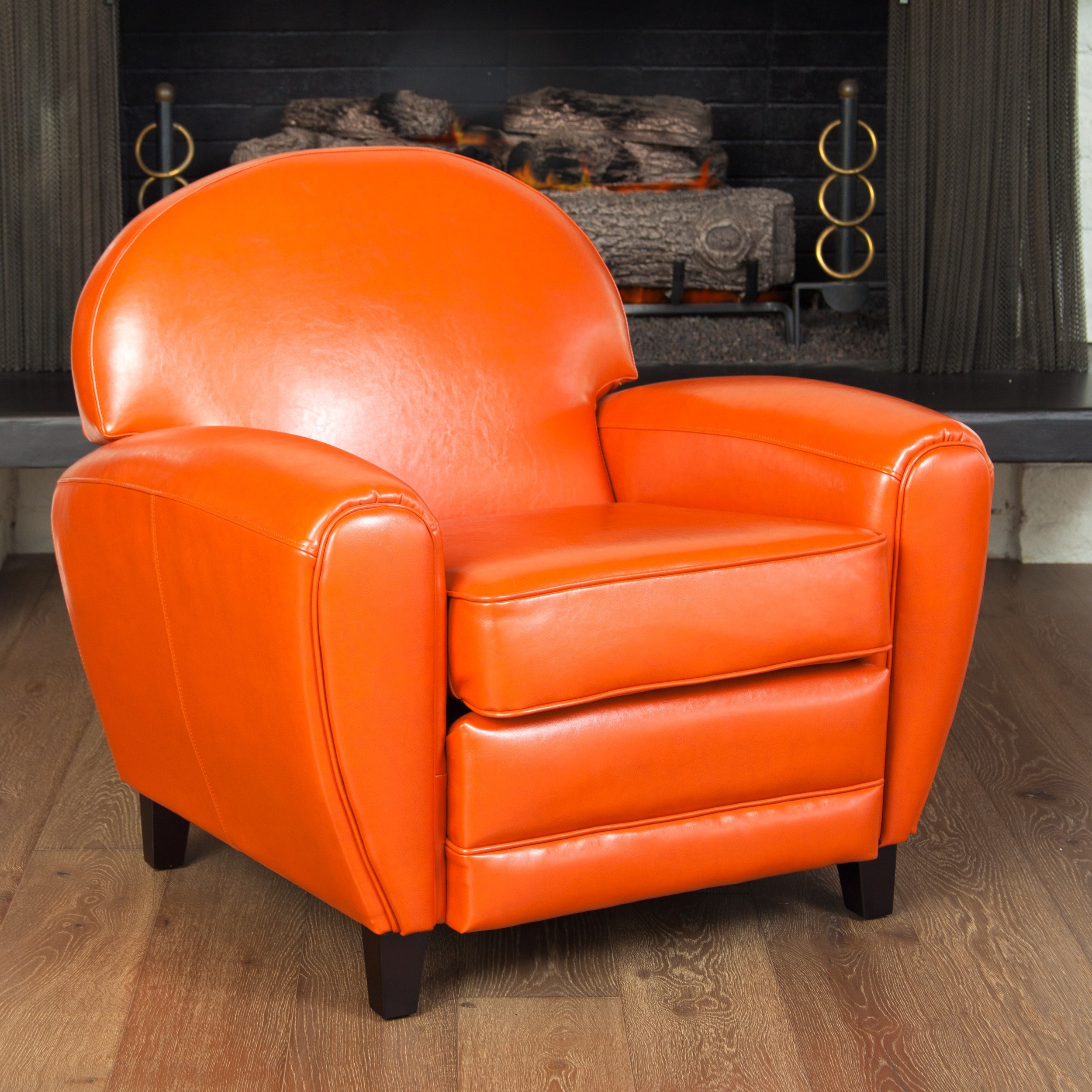 Oversized Burnt Orange Leather Club Chair