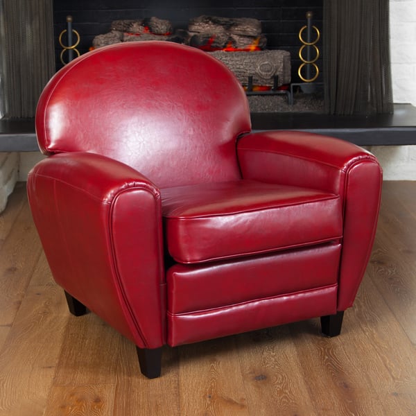 Shop Oversized Ruby Red Leather Club Chair By Christopher Knight
