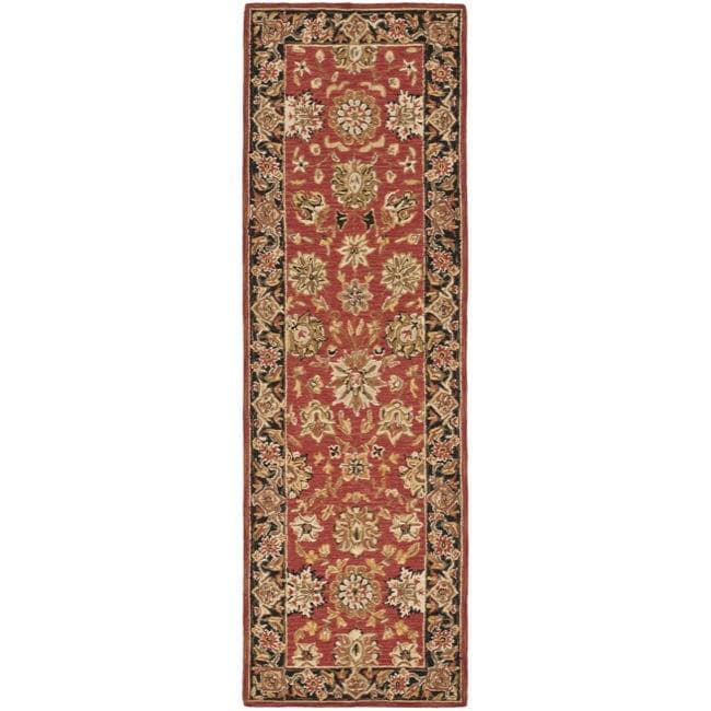 Micro Hand hooked Mirco Kerman Red Wool Runner (26 X 10)