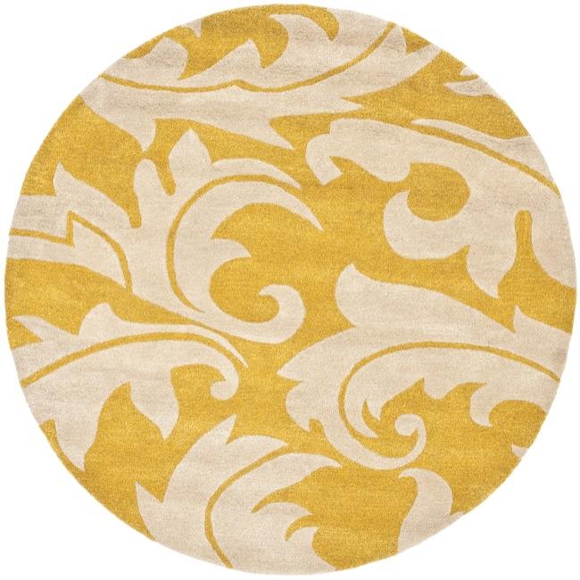 Handmade Soho Gold/ Ivory New Zealand Wool Rug (6 Round)