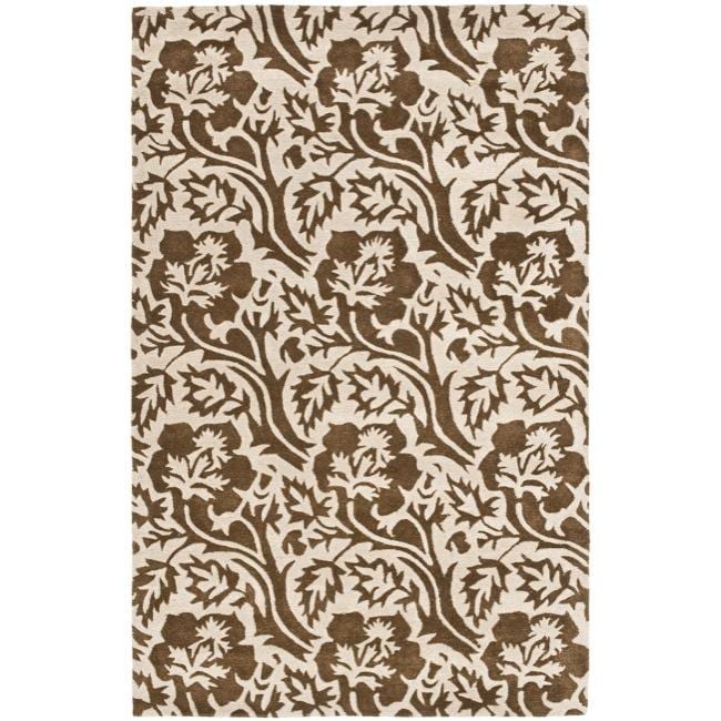 Handmade Contemporary Soho Brown/ivory New Zealand Wool Rug With Cotton canvas Backing (76 X 96)