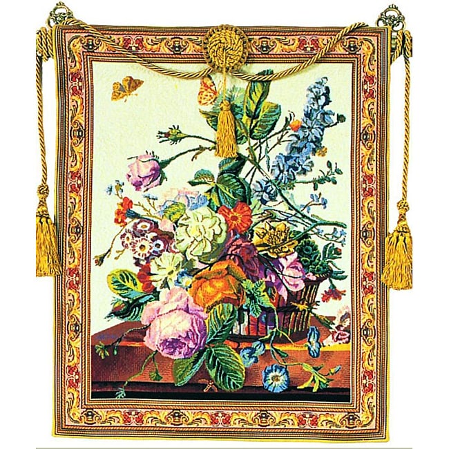 Tuscany European Multiocolored Floral Tapestry Wall Hanging