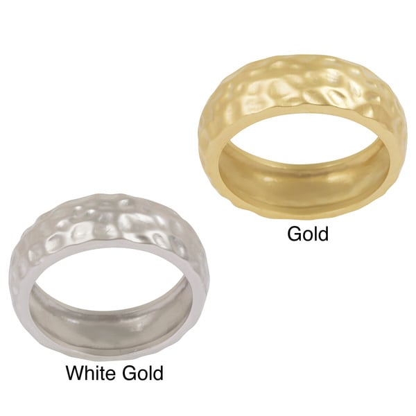 NEXTE Jewelry Hammered Rounded Edge Wedding style Band NEXTE Jewelry Gold Overlay Rings