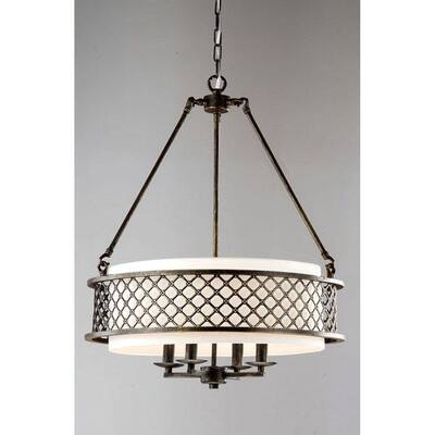 Lux Bronze 4-light Beige Pendant Chandelier