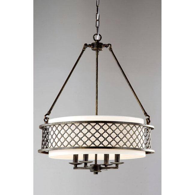 Lux Bronze 4-light Beige Pendant Chandelier