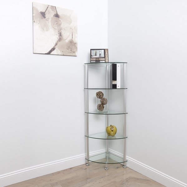 Greenwich 5 Tier Corner Glass Shelving Unit  ™ Shopping