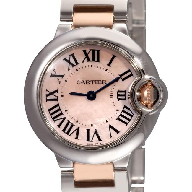 Cartier Womens Ballon Bleu Two tone Pink Mother of Pearl Face Watch 