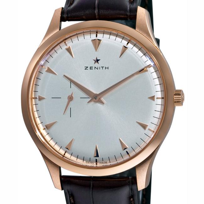 Zenith Mens Elite Rose Gold Silver Face Watch  