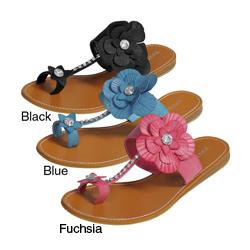 Bamboo by Journee Womens Flower Slide Sandals