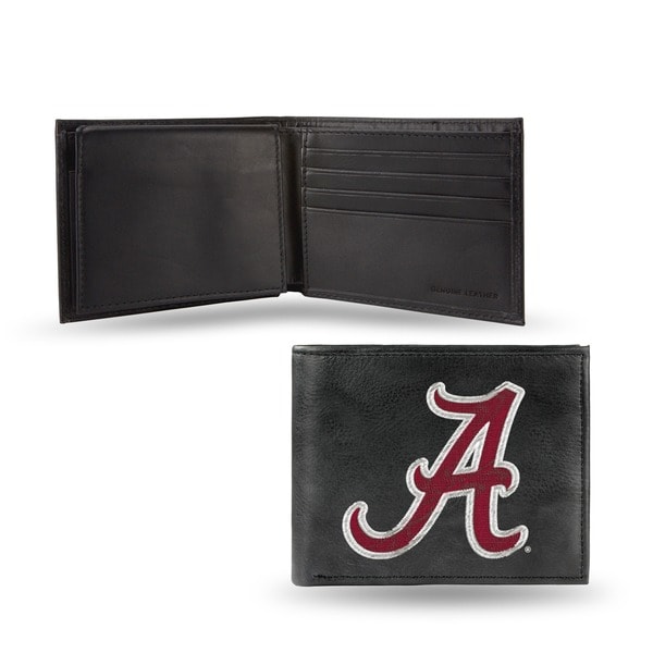 Alabama Crimson Tide Men's Black Leather Bi-fold Wallet