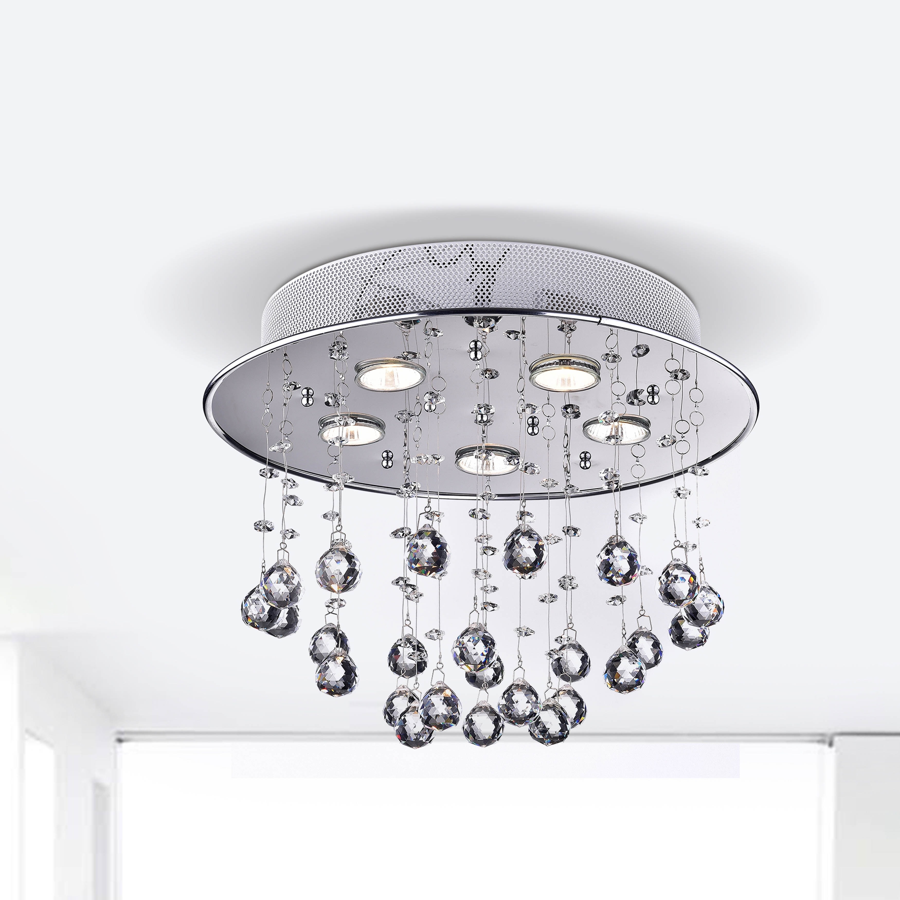 Floating Bubble Chrome and White 5-light Crystal Chandelier - Chandeliers For Bedrooms by Overstock.com