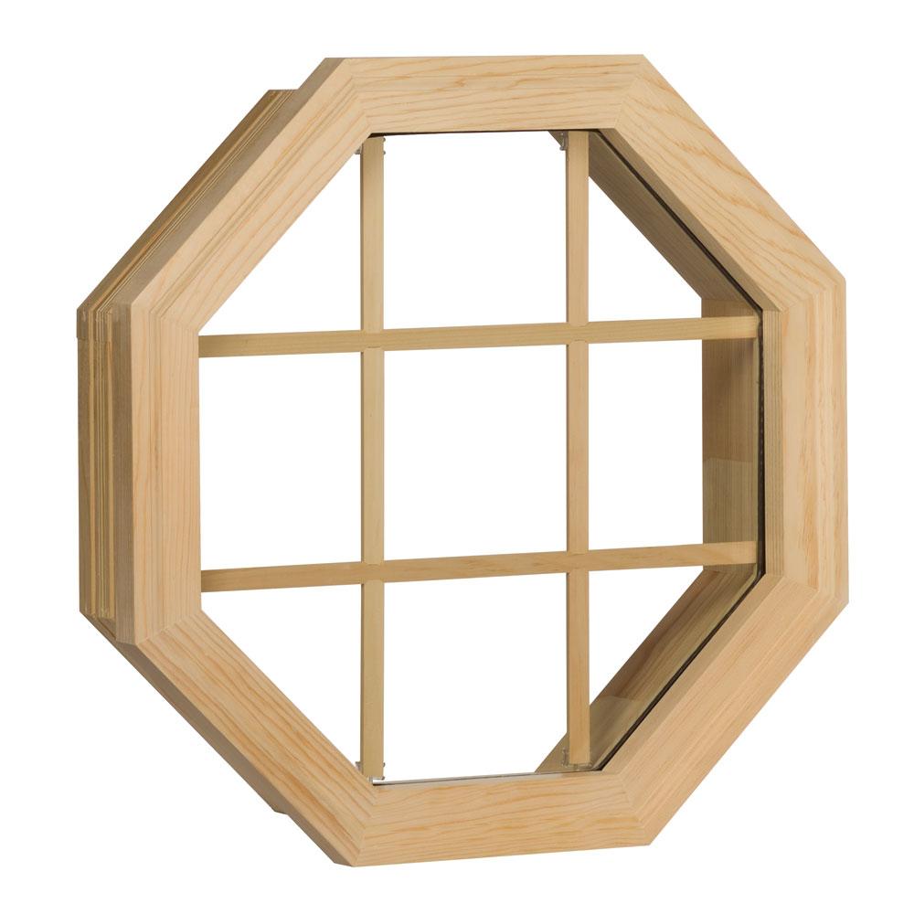 Century Unfinished Wood Fixed Clear Single Pane Glass Octagon Window