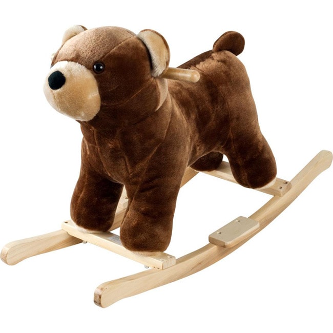 Shop Happy Trails Handcrafted Wood Plush Rocking Barry Bear with Sounds ...