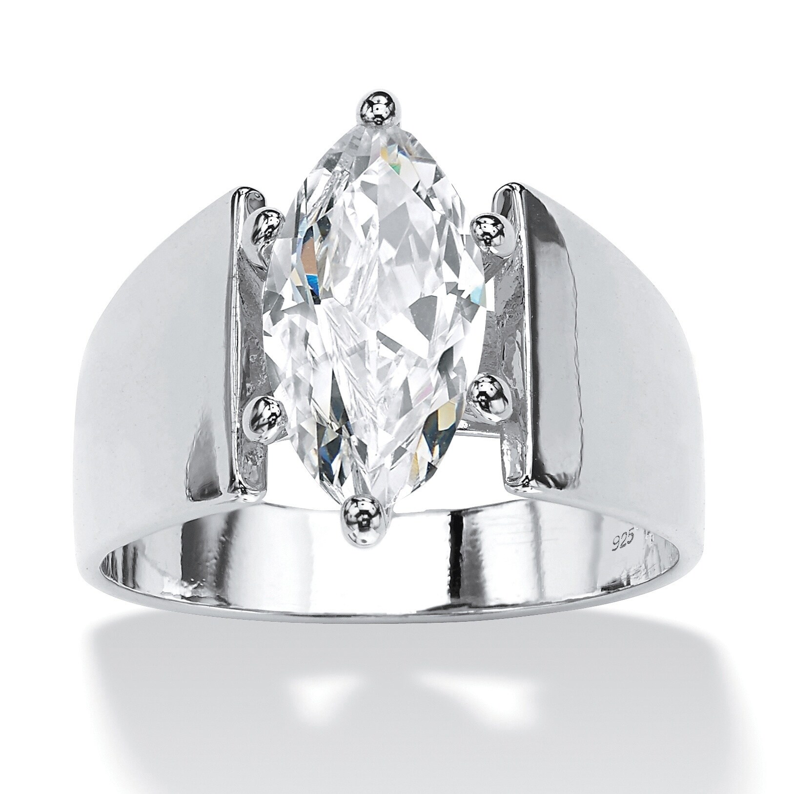 White CZ Unique Square Solitaire Ring New .925 Sterling Silver Band Sizes 5-10