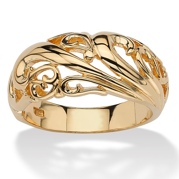 PalmBeach 18k Gold over Sterling Silver Swirl Dome Ring Tailored