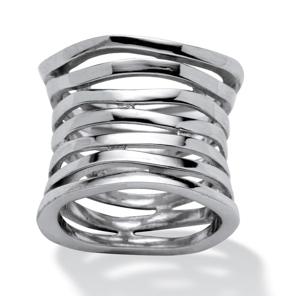 PalmBeach Sterling Silver Multi tiered Band Tailored  