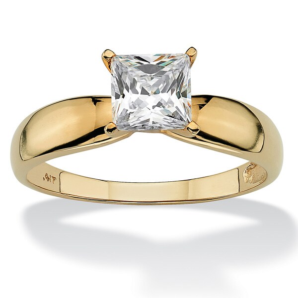 PalmBeach 1.94 TCW Princess Cut Cubic Zirconia 10k Gold 3 Stone Bridal