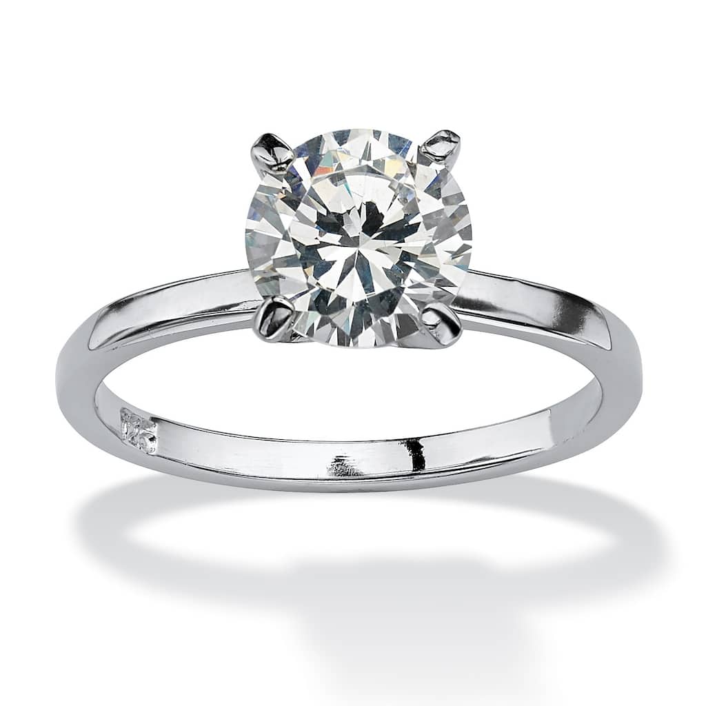 Sterling Silver Cubic Zirconia Solitaire Engagement Ring - White