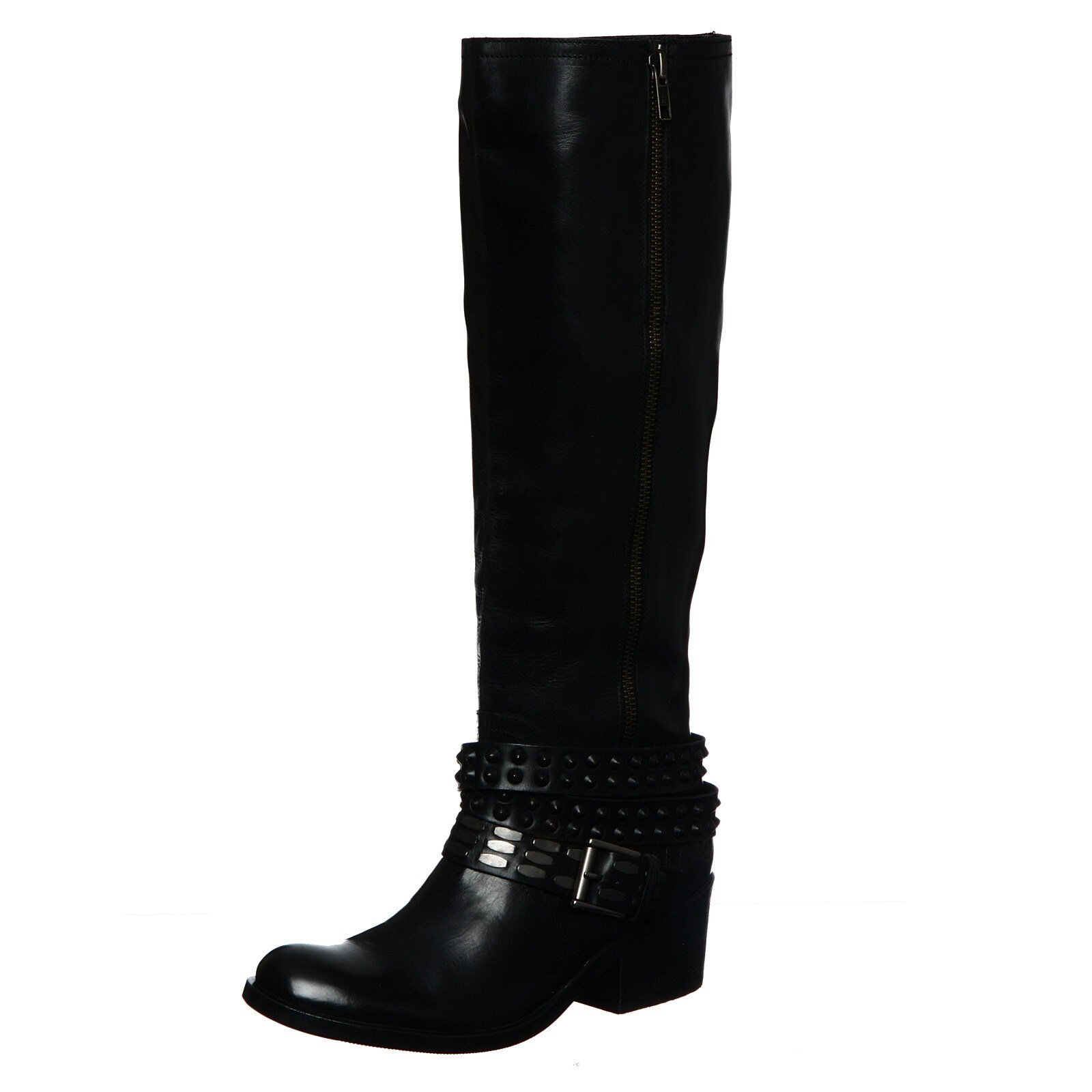 Bronx Women's 'Stuck On You' Black Tall Belted Riding Boots - Overstock ...
