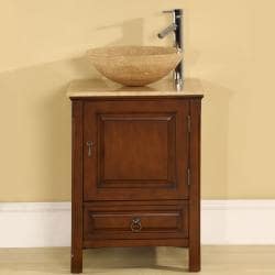 preview thumbnail 1 of 0, Silkroad Exclusive Travertine Stone 22-inch Single-sink Cabinet Bathroom Vanity