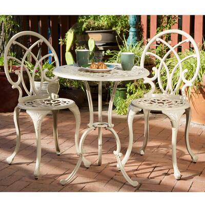 Anacapa Aluminum 3-piece Off-white Bistro Set by Christopher Knight Home