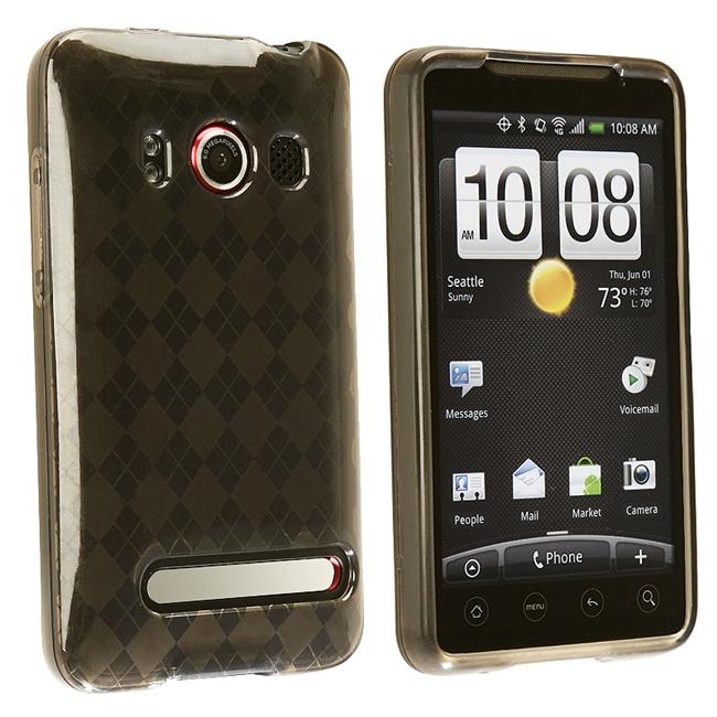 INSTEN Clear/ Smoke Argyle TPU Rubber Phone Case Cover for HTC EVO 4G