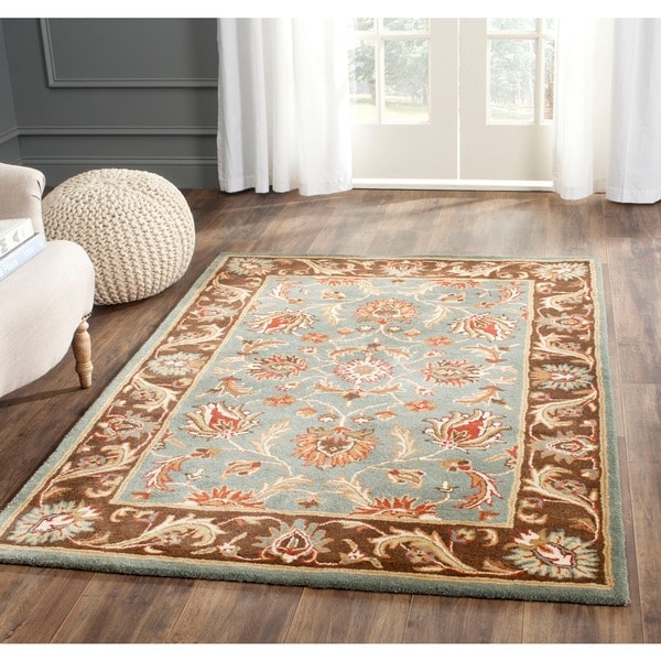 Safavieh Handmade Heritage Timeless Traditional Blue/ Brown Wool Rug - 4' x 6'