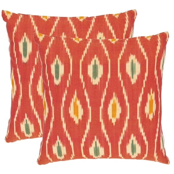slide 1 of 1, SAFAVIEH Diamond Ikat 22-inch Rust/ Ivory Decorative Pillows (Set of 2)