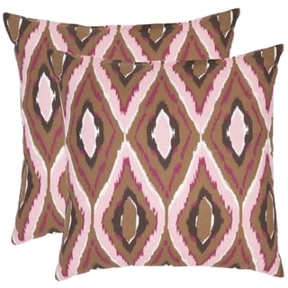 Shop Safavieh Diamond Ikat 22 Inch Brown Pink Decorative Pillows