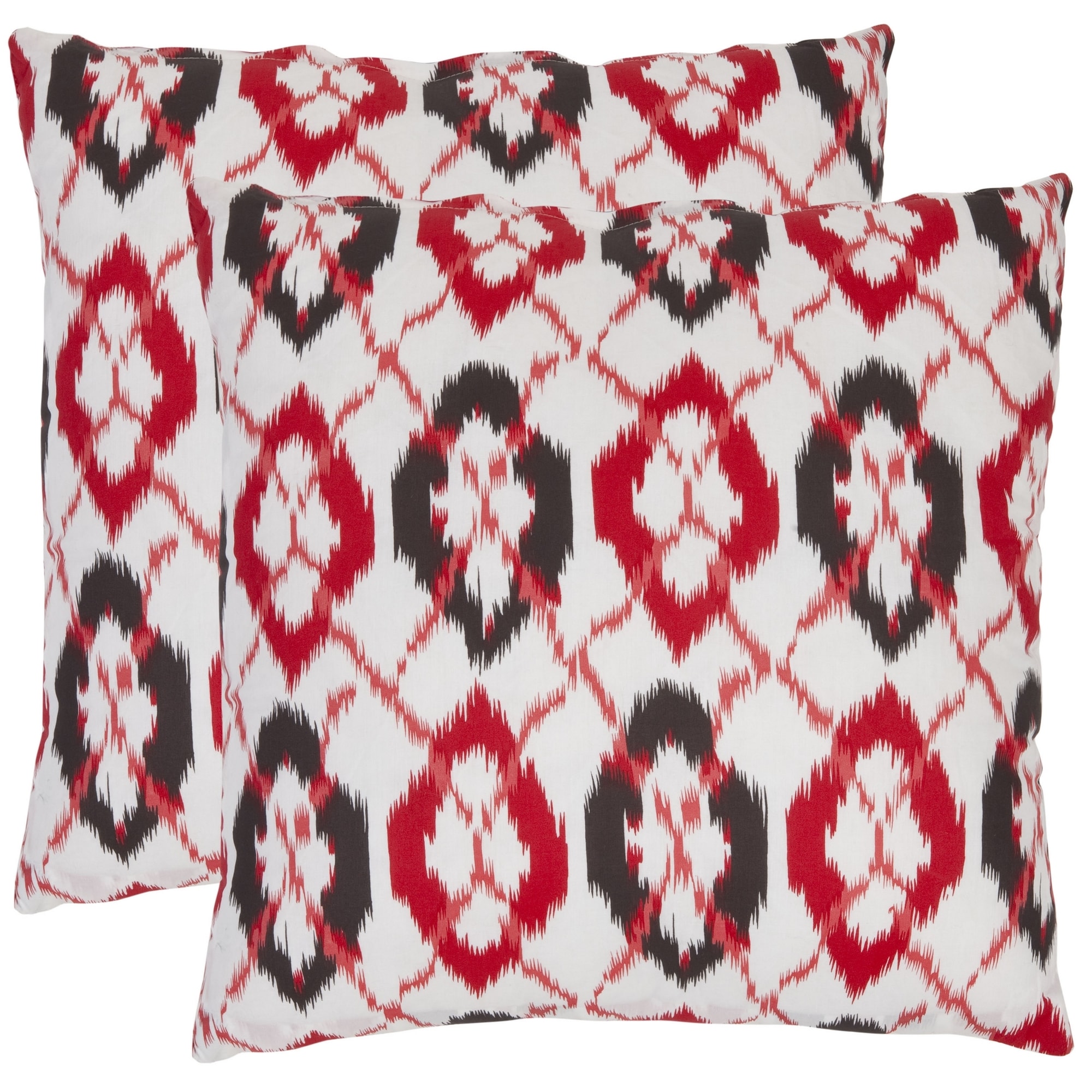 SAFAVIEH Ikat 22-inch White/ Red Decorative Pillows (Set of 2)