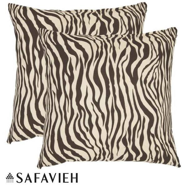 Shop Safavieh Zebra 22 Inch Ivory Brown Decorative Pillows Set Of 2 Overstock 5902987