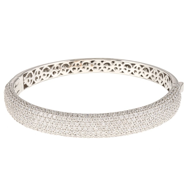 Sterling Silver Clear Cubic Zirconia Bangle Bracelet
