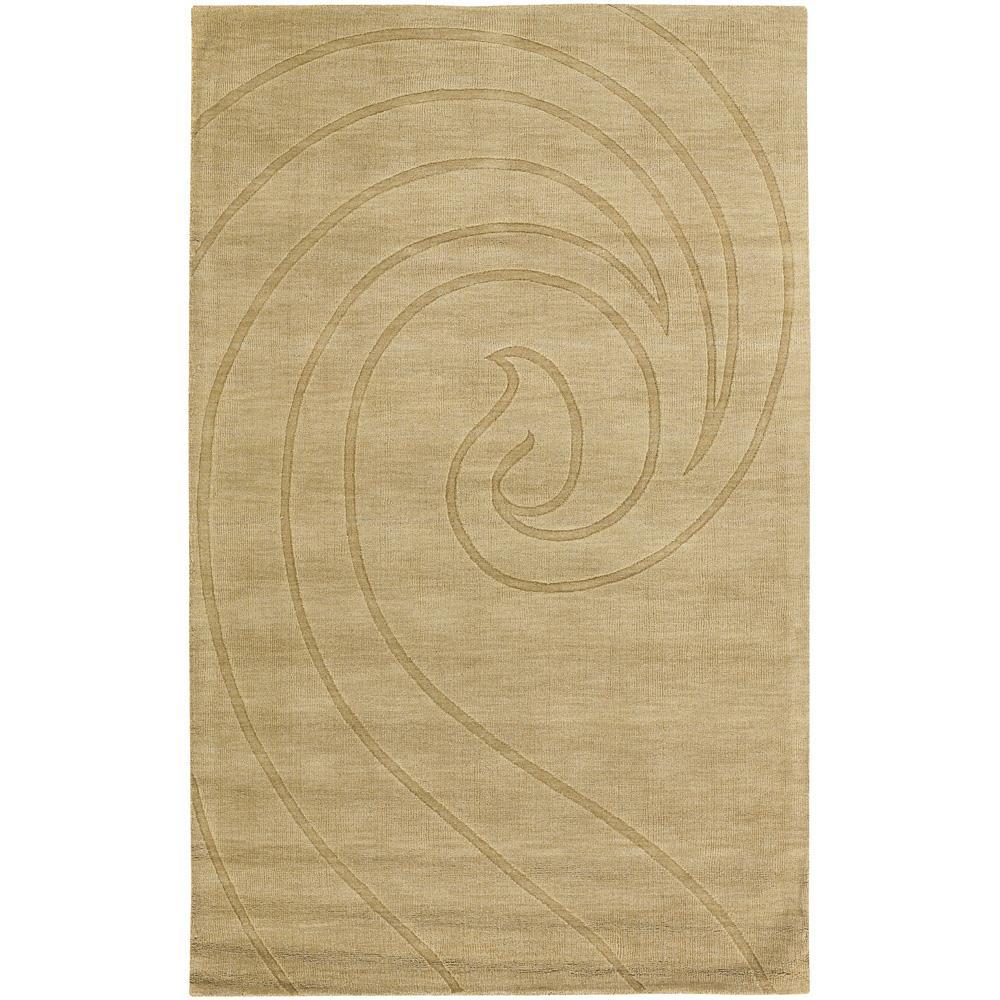 Hand tufted Mandara Gold Wave New Zealand Wool Rug (9 X 13)