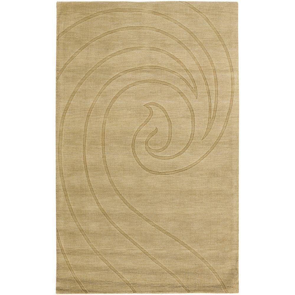 Hand-Tufted Mandara Gold Wave New Zealand Wool Rug - 9' x 13'