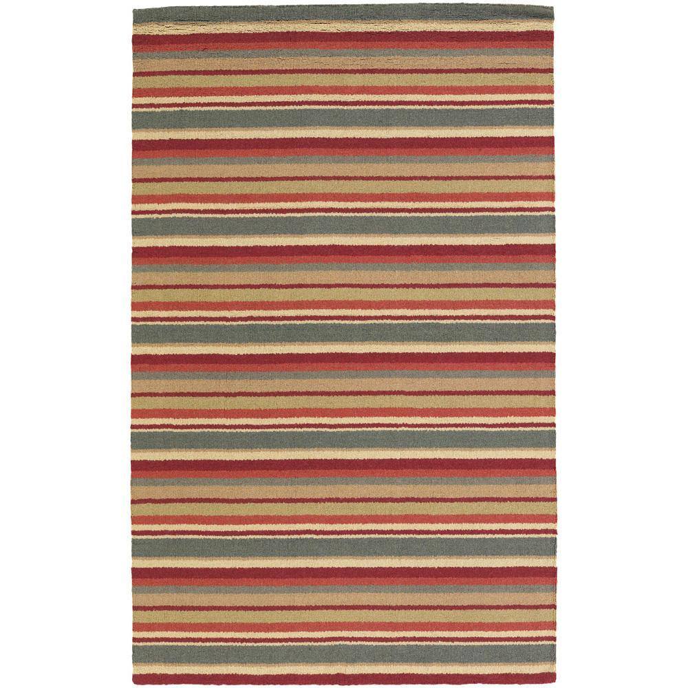 Hand-Tufted Mandara Multicolor Striped New Zealand Wool Rug (9' x 13') - multi - 9' x 13'