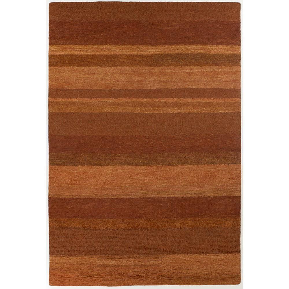 Hand tufted Contemporary Orange/brown Striped Mandara New Zealand Wool Rug (6 X 9)