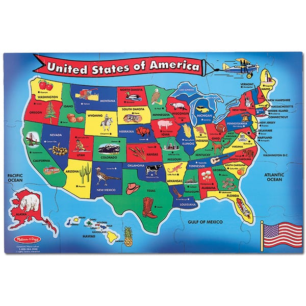 slide 2 of 7, Melissa & Doug U.S.A. (United States) Map Floor Puzzle - 51 Pieces