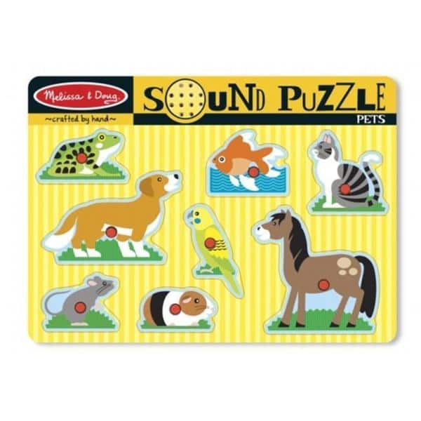 slide 1 of 1, Melissa & Doug Pets Sound Puzzle, 8 Pieces - Multi