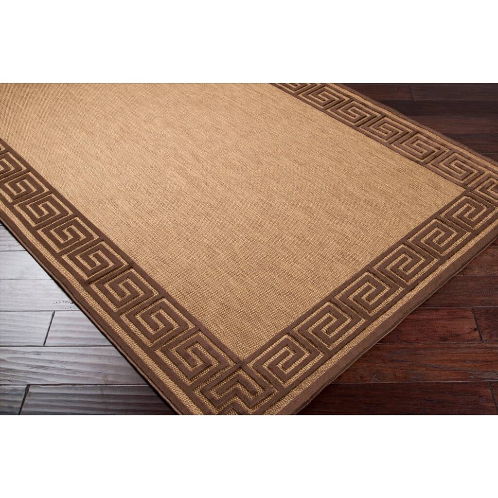 Woven Newbury Indoor/Outdoor Geo Border Area Rug - 2'6" x 7'10" Runner/Surplus